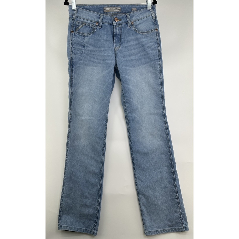 Ariat Jeans Womens 29R Rebar Perfect Rise Straight Light Wash Pants Work Cowboy